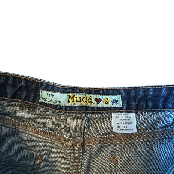 Vintage MUDD Medium Wash Y2K Button Fly Low Rise Denim Juniors Shorts 11 - Picture 5 of 10
